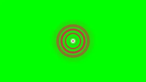 Concentric red and brown circles expanding on a vibrant green background Stock Footage 340266974