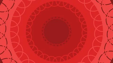 Concentric red circles with decorative spiral motifs creating a bold abstract Stock Illustration