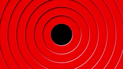 Concentric red circles expand and retract with a bouncing motion. Cartoon Style Stock Footage 304948211