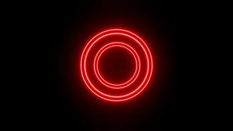 Concentric red neon circles glowing on a dark background Stock Illustration
