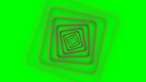 Concentric red square frames receding into a vibrant green digital tunnel Stock Footage 340266525