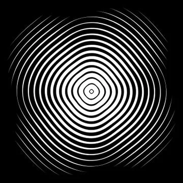 Concentric rings, circles circular geometric pattern. Abstract monochrome tex Stock Illustration