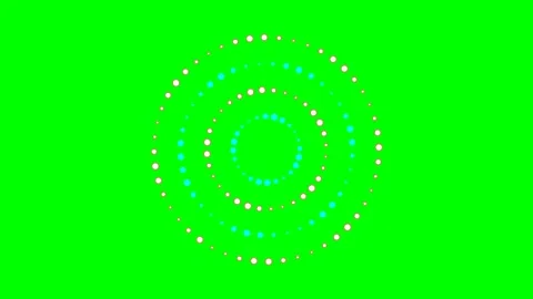 Concentric rings of glowing dots forming a digital circular pattern on green Stock Footage 340903320