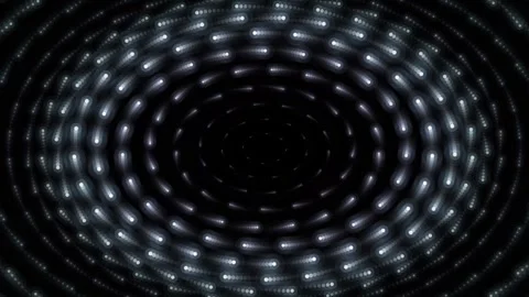 Concentric rings of glowing dots pulse and fade in hypnotic sequence agains.. Stock Footage 345897214