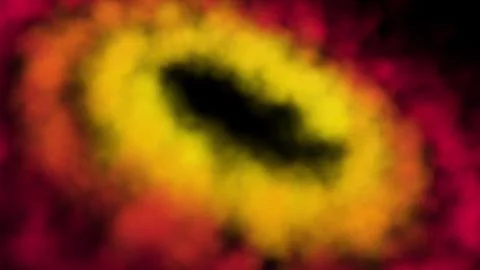 Concentric rings of smoke, clouds of nebula on black background Stock Illustration