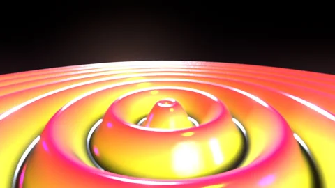 Concentric Ripples Radar Waves: 3D Abstract Fluid Circular Loop (4K Broadcast 16 Stock-Footage 335735389