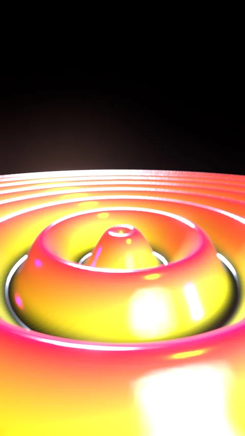 Concentric Ripples Radar Waves: 3D Abstract Fluid Circular Loop (4K Vertical 9:1 Stock Footage 335735455