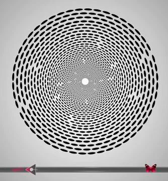 Concentric rotating circular geometric figure of a tornado or vortex. vector  Ilustração Stock