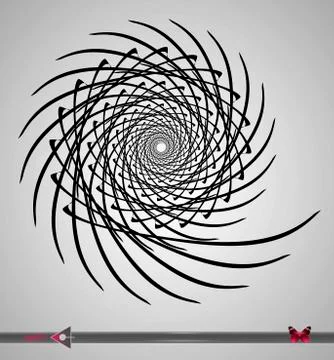 Concentric rotating circular geometric figure of a tornado or vortex. vector  Illustrazione stock