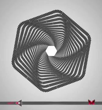 Concentric segments of circles. Hex rotation. Design element on white backgro 스톡 일러스트