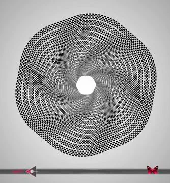 Concentric segments of circles. Hex rotation. Design element on white backgro 스톡 일러스트