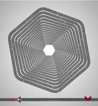 Concentric segments of circles. Hex rotation. Design element on white backgro Illustrazione stock