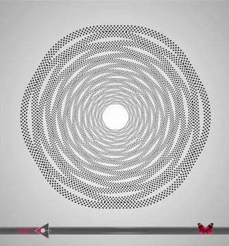 Concentric segments of circles. Hex rotation. Design element on white backgro Stock Illustration