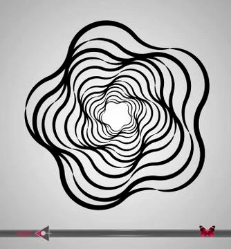 Concentric segments of circles. Hex rotation. Design element on white backgro Ilustração Stock