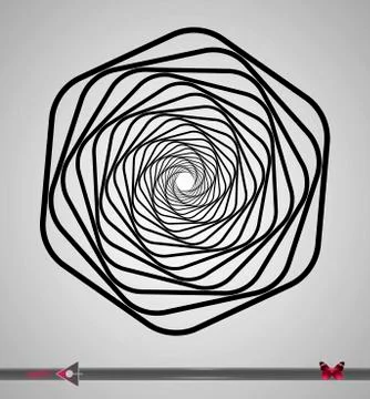 Concentric segments of circles. Hex rotation. Design element on white backgro Ilustração Stock