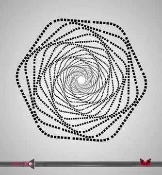 Concentric segments of circles. Hex rotation. Design element on white backgro Ilustração Stock