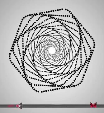 Concentric segments of circles. Hex rotation. Design element on white backgro Stock Illustration