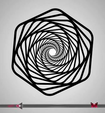 Concentric segments of circles. Hex rotation. Design element on white backgro Stock Illustration