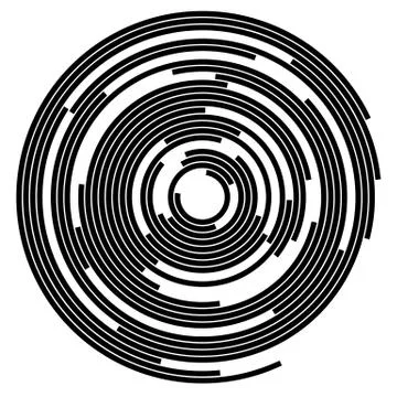 Concentric segments of circles, random lines following a circle path. Stock Illustration