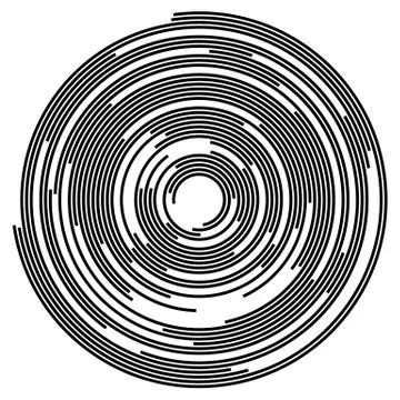 Concentric segments of circles, random lines following a circle path. Illustrazione stock