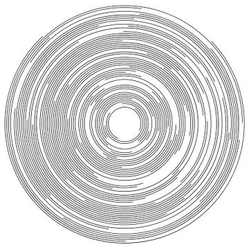 Concentric segments of circles, random lines following a circle path. Illustrazione stock