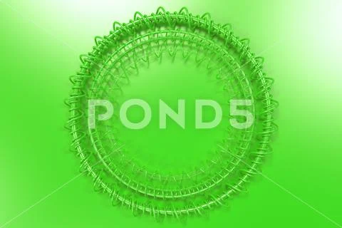 Concentric shape made of rings and spirals on green background ~ Clip ...