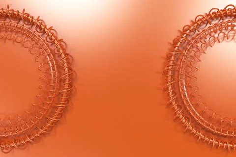 Concentric shape made of rings and spirals on orange background Stock Illustration
