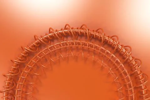 Concentric shape made of rings and spirals on orange background Illustrazione stock