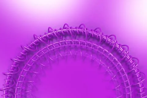 Concentric shape made of rings and spirals on violet background Stock Illustration