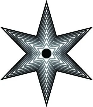 Concentric Six-Point Star with Monochrome Layered Lines Stock Illustration