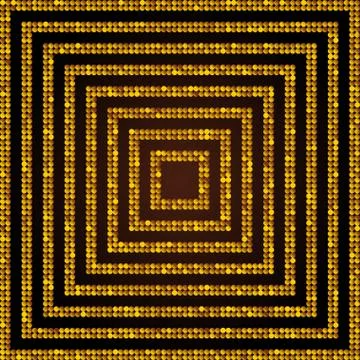 Concentric Square Gold Mosaic, Sequin, Glitter, Stock Illustration