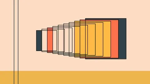 Concentric Square Lines on Retro Color Background Stock Illustration