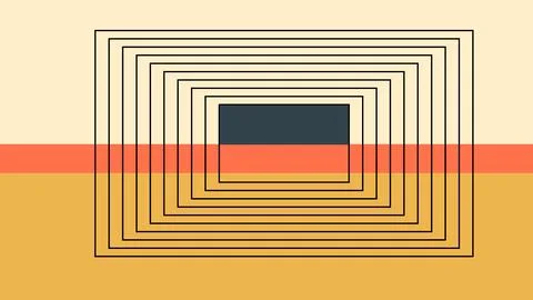 Concentric Square Lines on Retro Color Background Stock-Illustration