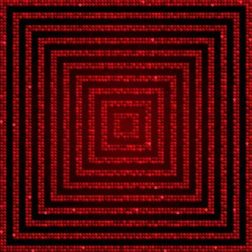 Concentric Square Red Mosaic, Sequin, Glitter, Stock Illustration