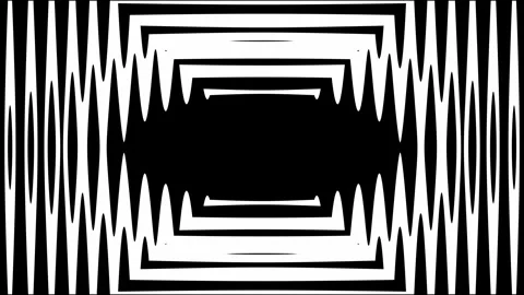 Concentric square shapes vibrate in black and white to make sharp hypno portal Stock-Footage 332813268