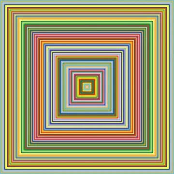 Concentric squares of many different colors getting smaller and smaller tow.. Stock Illustration