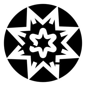 Concentric star circle geometric pattern black and white Illustrazione stock