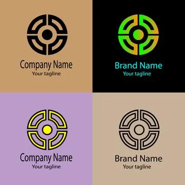Concentric Target Glyph logo design Stock Illustration