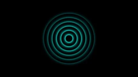 Concentric Teal Circles with Glowing Edges on animated Black Background abs.. Stock Footage 321586687