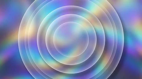 Concentric translucent circles with rainbow iridescent light effect on a da.. Stock Illustration