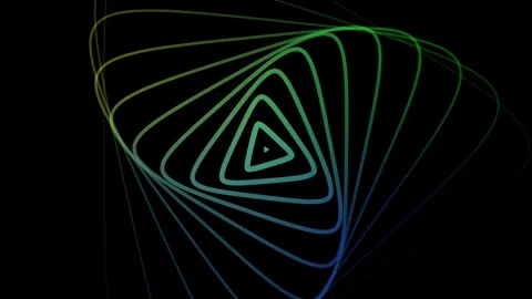 Concentric Triangular Pattern on Black Background Stock Footage 301686716