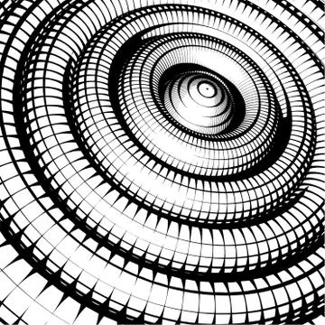 Concentric tubes shaded with grid pattern black white Illustrazione stock