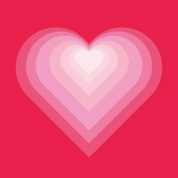 Concentric tunnels of hearts on red background. Stock Illustration