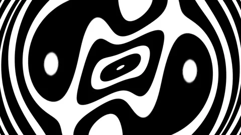 Concentric Warp Curves BW Psychedelic Abstract Motion Background Loop 3 Stock Footage 76914603