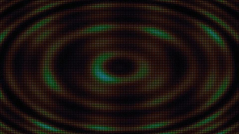 Concentric waves of colorful halftone dots on black background Stock Footage 335933180