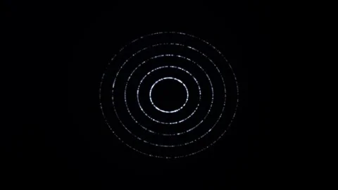 Concentric white light circles pulse and expand on black Stock Footage 329305448