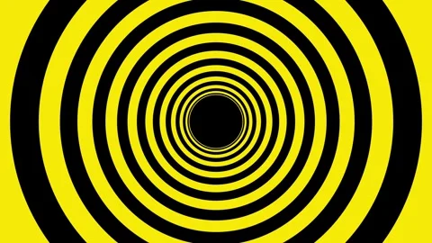 Concentric Yellow And Black Circular Patterns Creating A Hypnotic Tunnel Effect Stock Footage 313993150