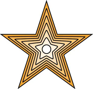 Concentric Yellow Five-Point Star with Layered Outlines Stock Illustration