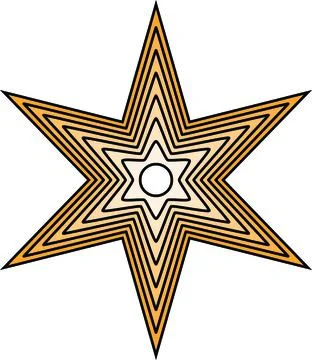 Concentric Yellow Six-Point Star with Layered Black Outlines Stock Illustration