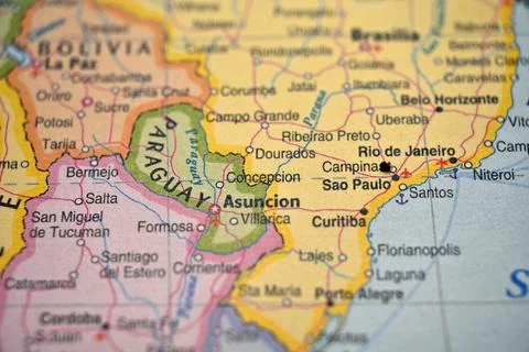 Concepcin Chile Highlighted on World Map with Soft Blurred Background Geogr.. Foto stock